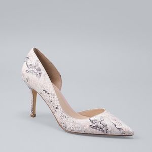 WHBM ELLA SNAKE-EMBOSSED LEATHER PUMPS
